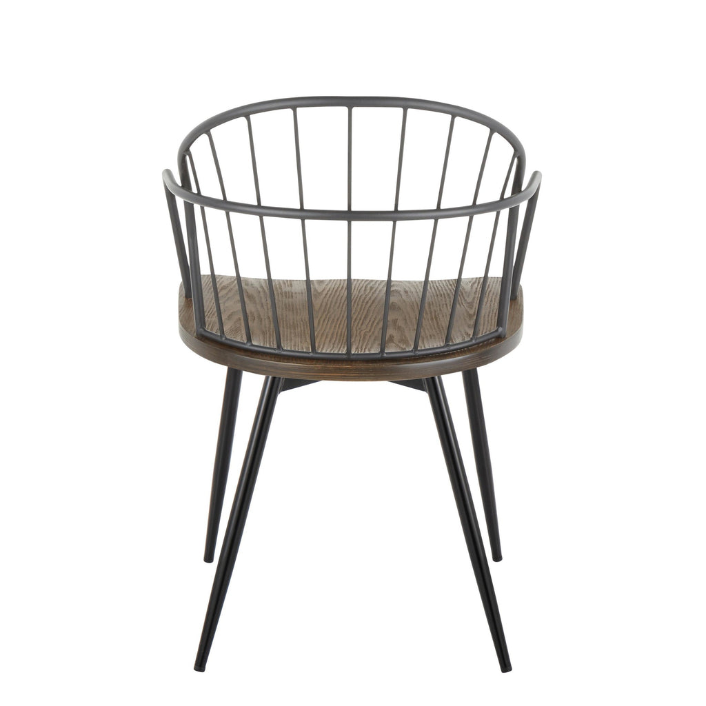 Riley Arm Chair - Set of 2 - Black Metal, Dark Walnut Wood