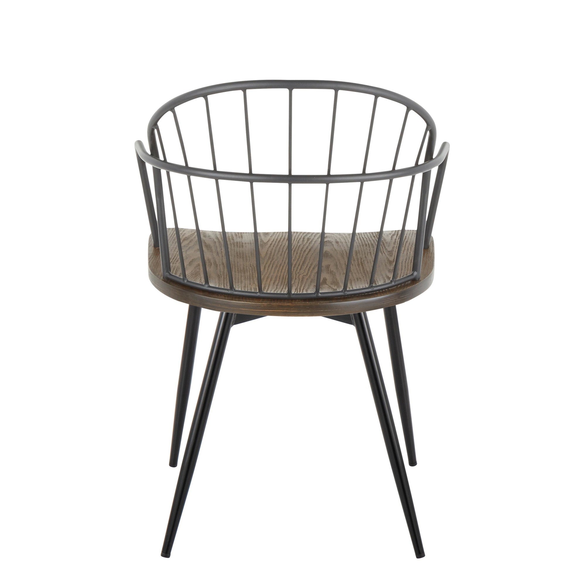 Riley Arm Chair - Set of 2 - Black Metal, Dark Walnut Wood