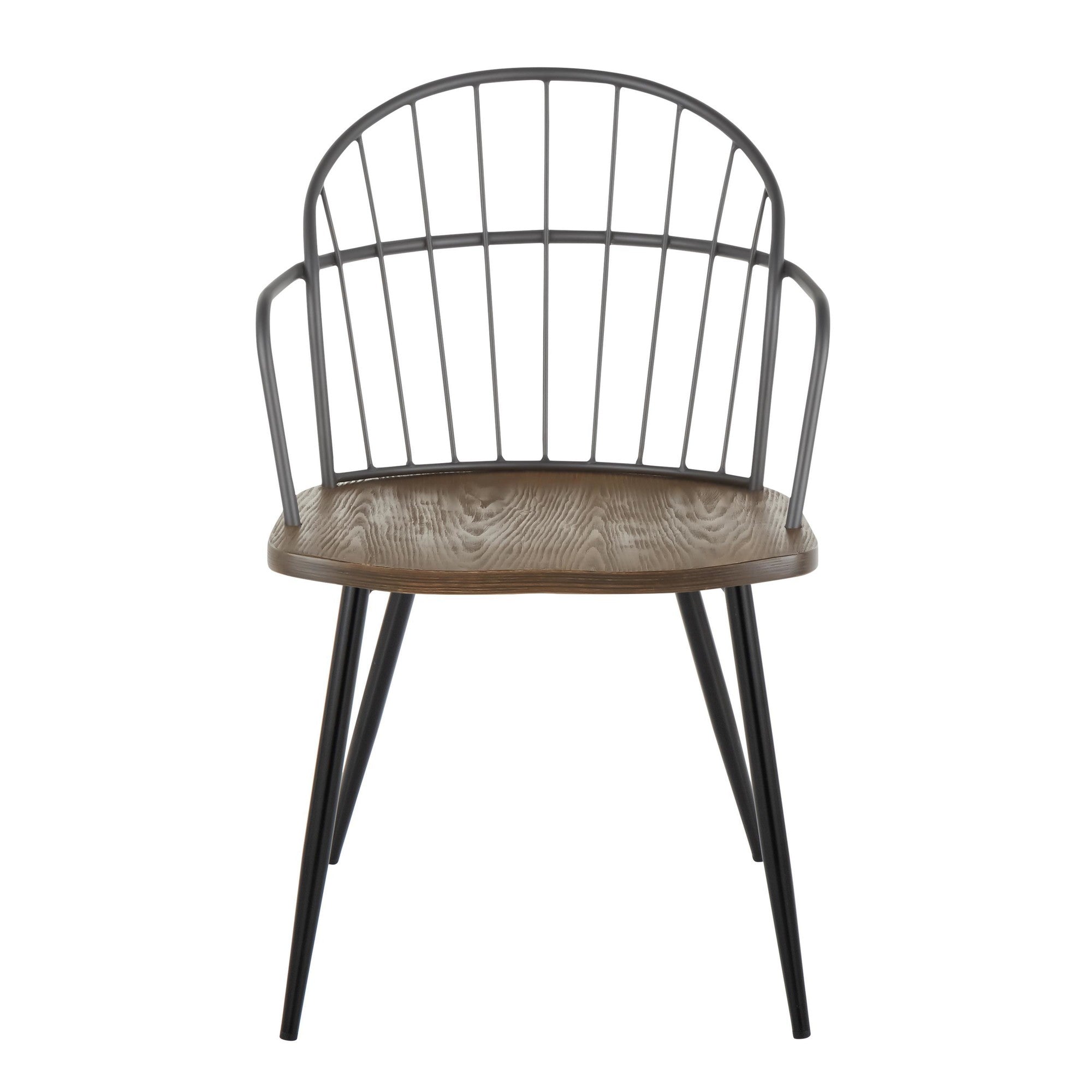 Riley Arm Chair - Set of 2 - Black Metal, Dark Walnut Wood
