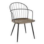Riley Arm Chair - Set of 2 - Black Metal, Dark Walnut Wood