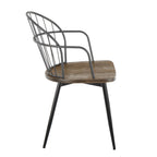 Riley Arm Chair - Set of 2 - Black Metal, Dark Walnut Wood