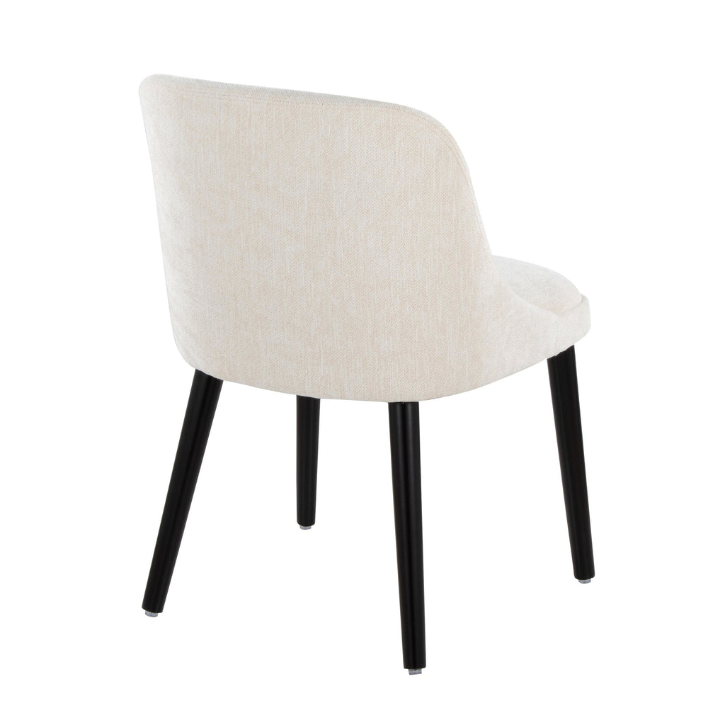 Rina Chair - Set of 2 - Black Wood, Cream Fabric