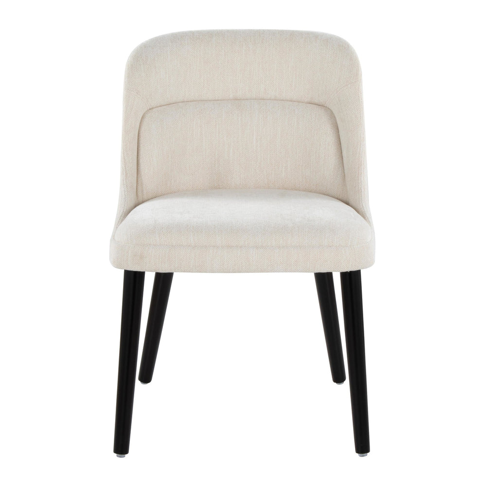 Rina Chair - Set of 2 - Black Wood, Cream Fabric
