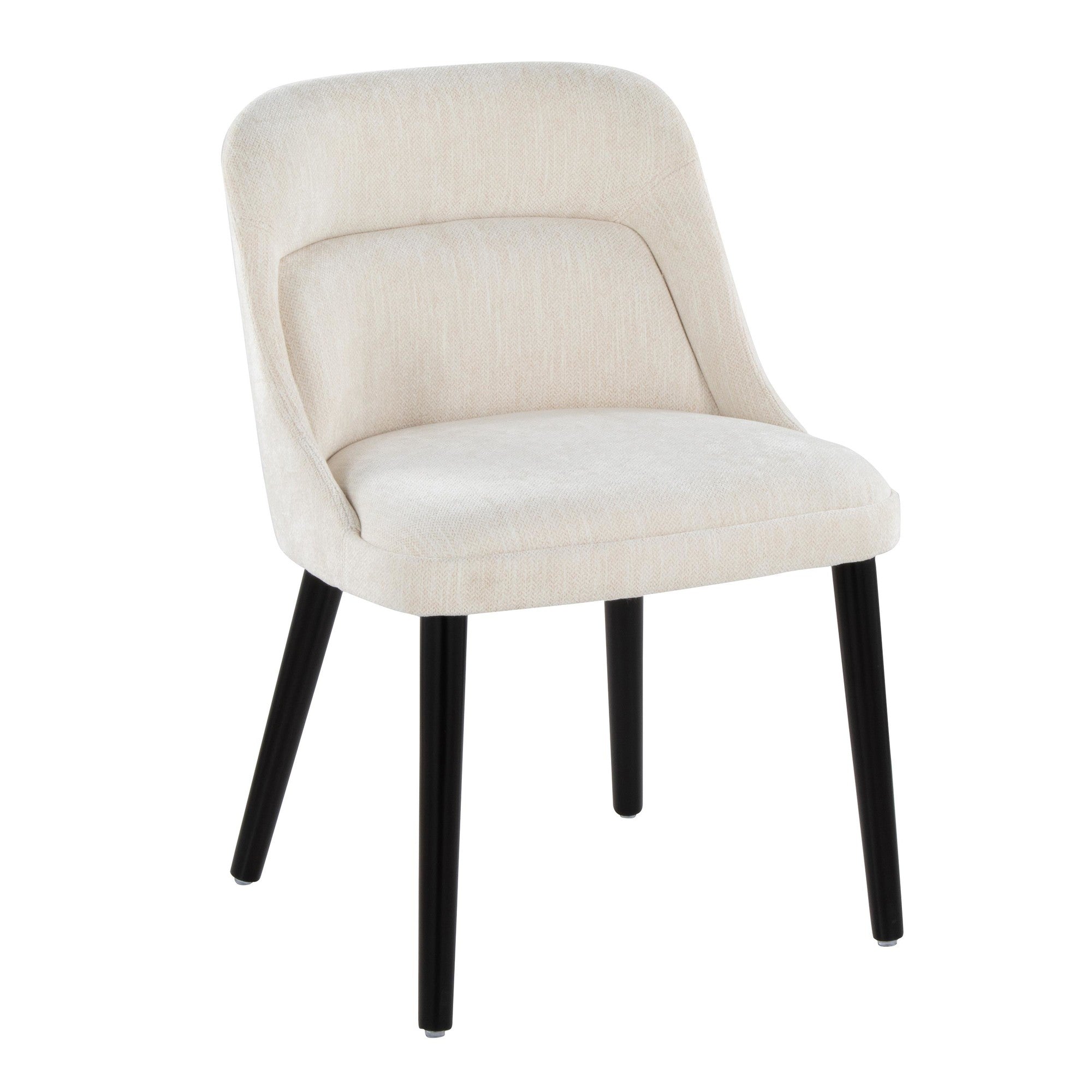 Rina Chair - Set of 2 - Black Wood, Cream Fabric