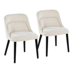 Rina Chair - Set of 2 - Black Wood, Cream Fabric