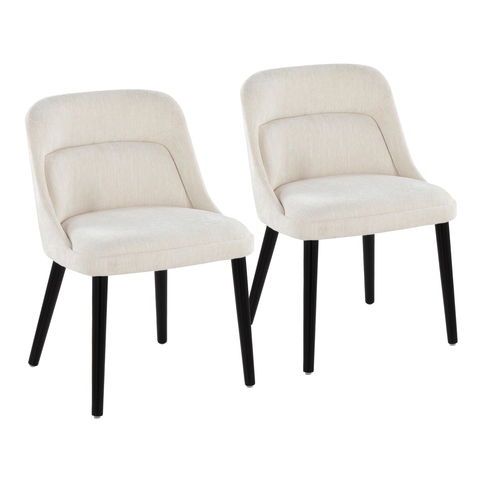 Rina Chair - Set of 2 - Black Wood, Cream Fabric