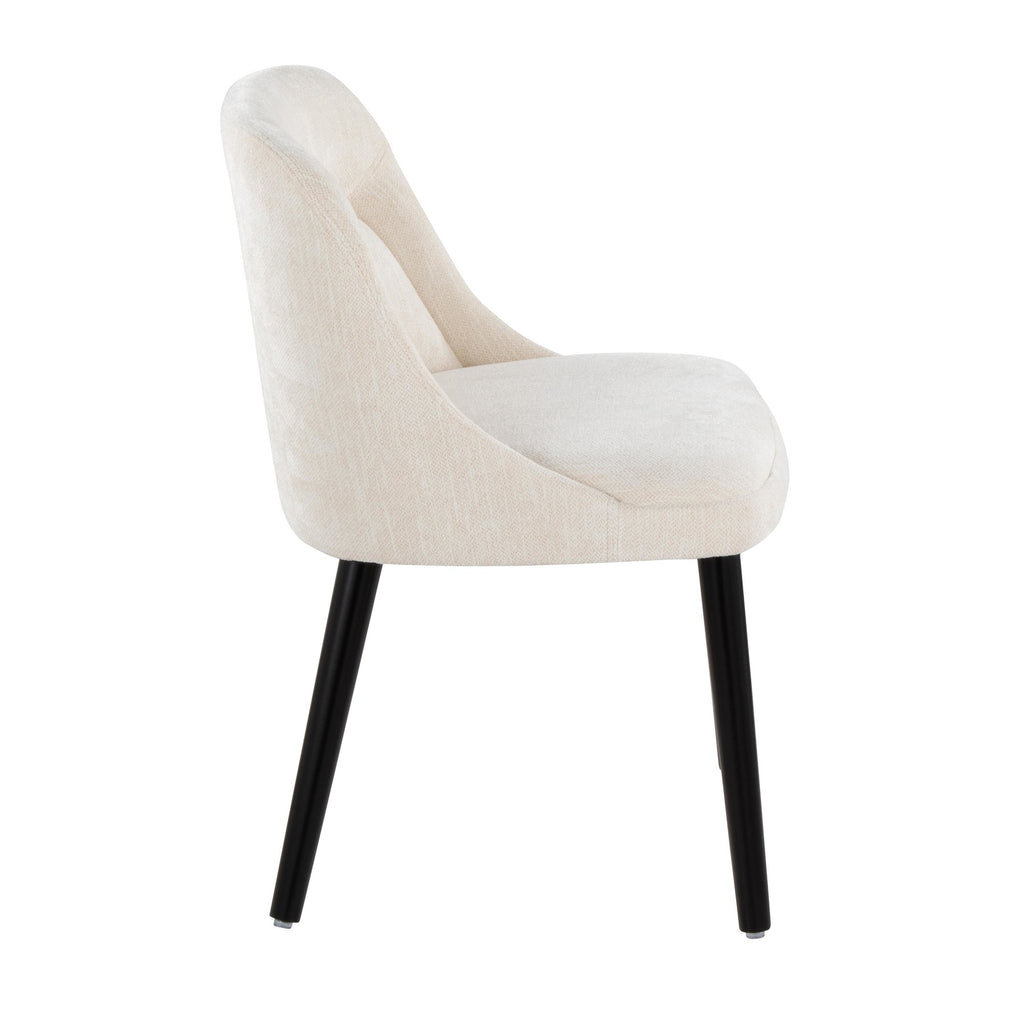 Rina Chair - Set of 2 - Black Wood, Cream Fabric