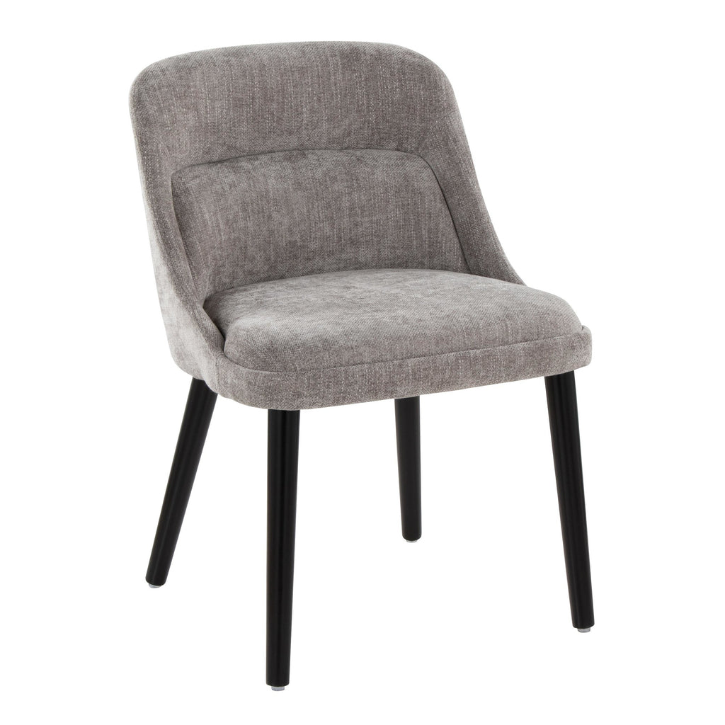 Rina Chair - Set of 2 - Black Wood, Grey Fabric