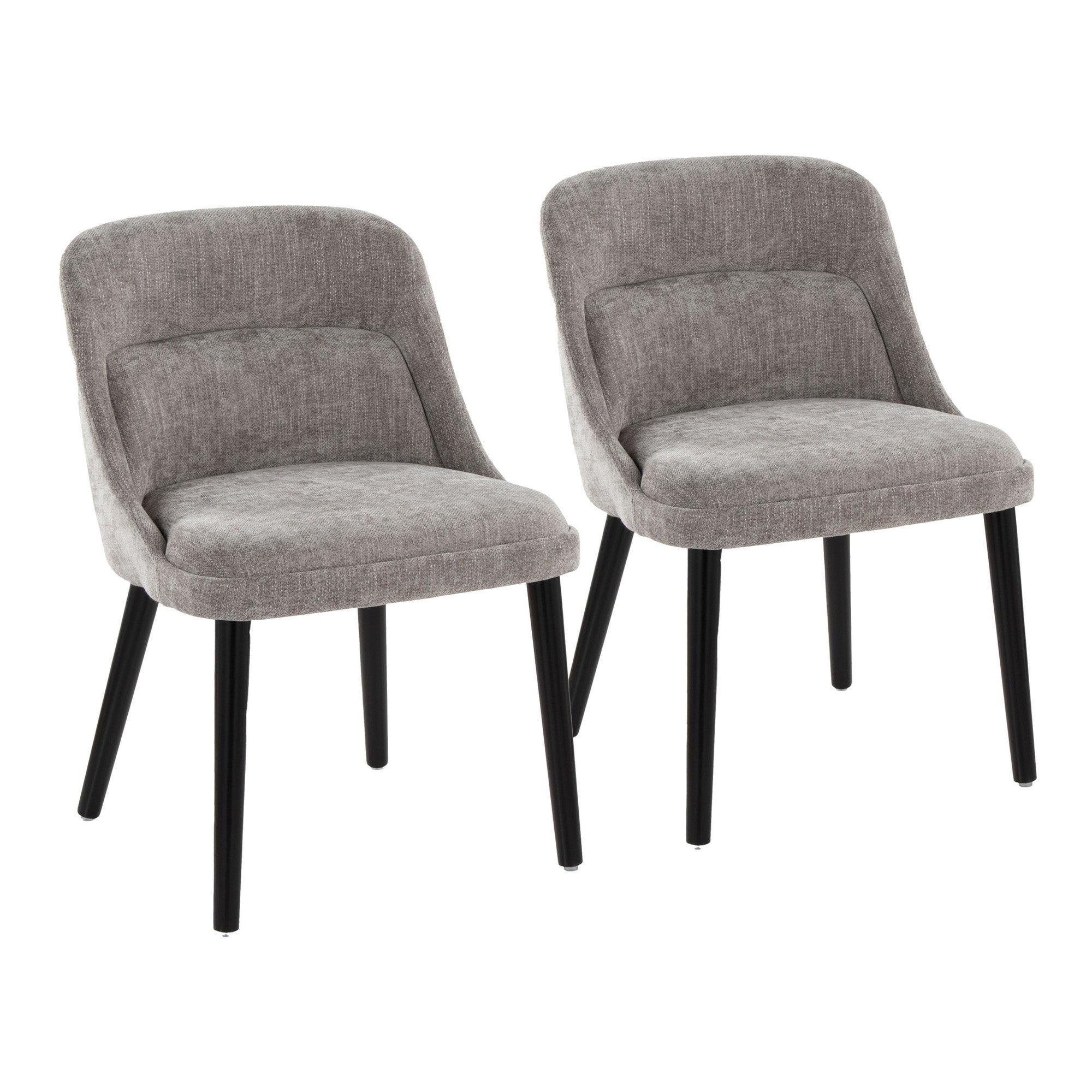 Rina Chair - Set of 2 - Black Wood, Grey Fabric