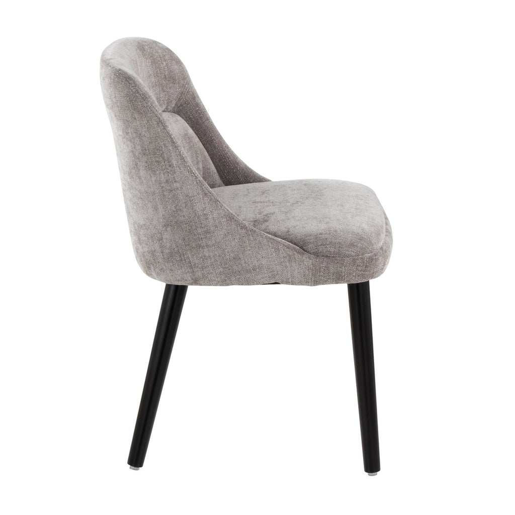 Rina Chair - Set of 2 - Black Wood, Grey Fabric