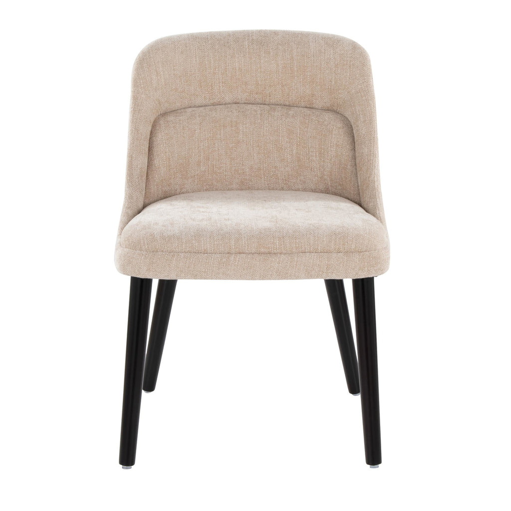 Rina Chair - Set of 2 - Black Wood, Light Brown Fabric