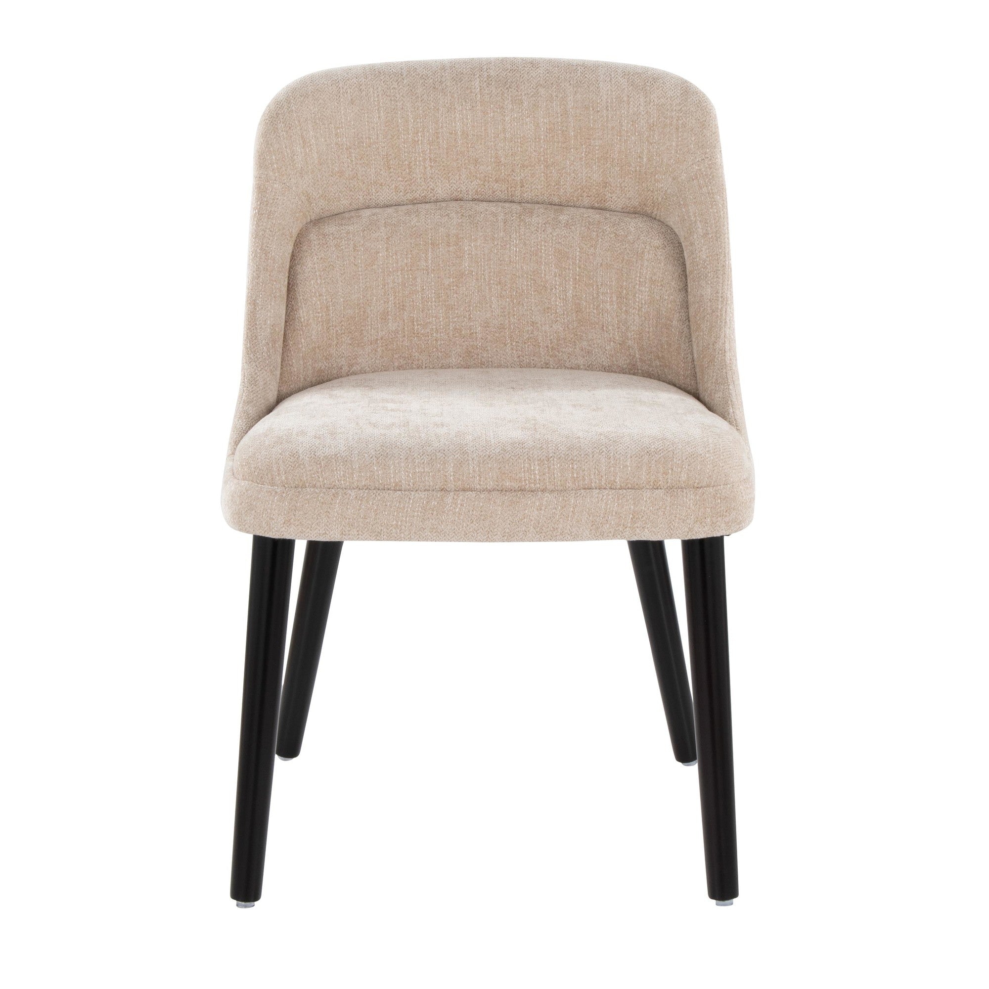 Rina Chair - Set of 2 - Black Wood, Light Brown Fabric