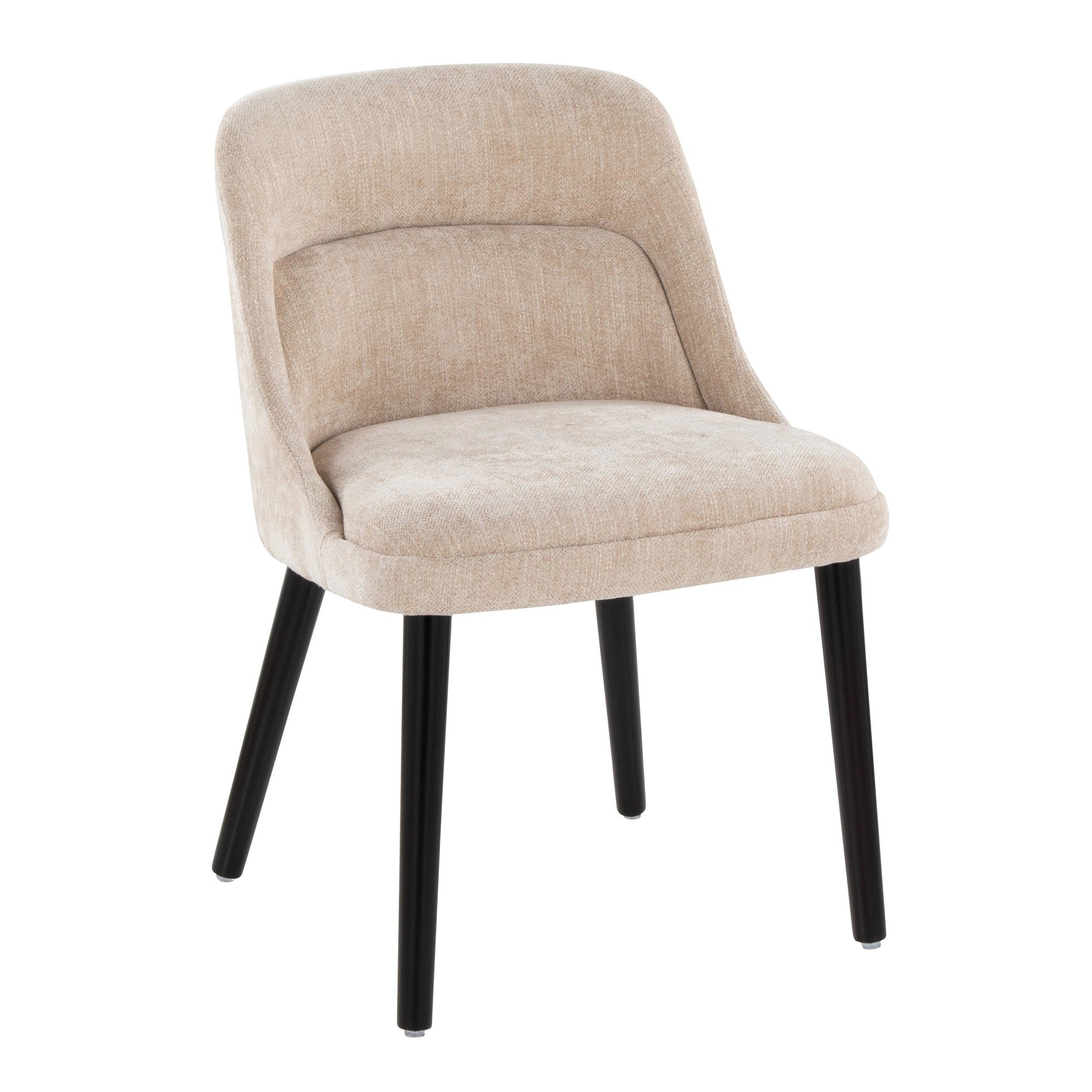 Rina Chair - Set of 2 - Black Wood, Light Brown Fabric
