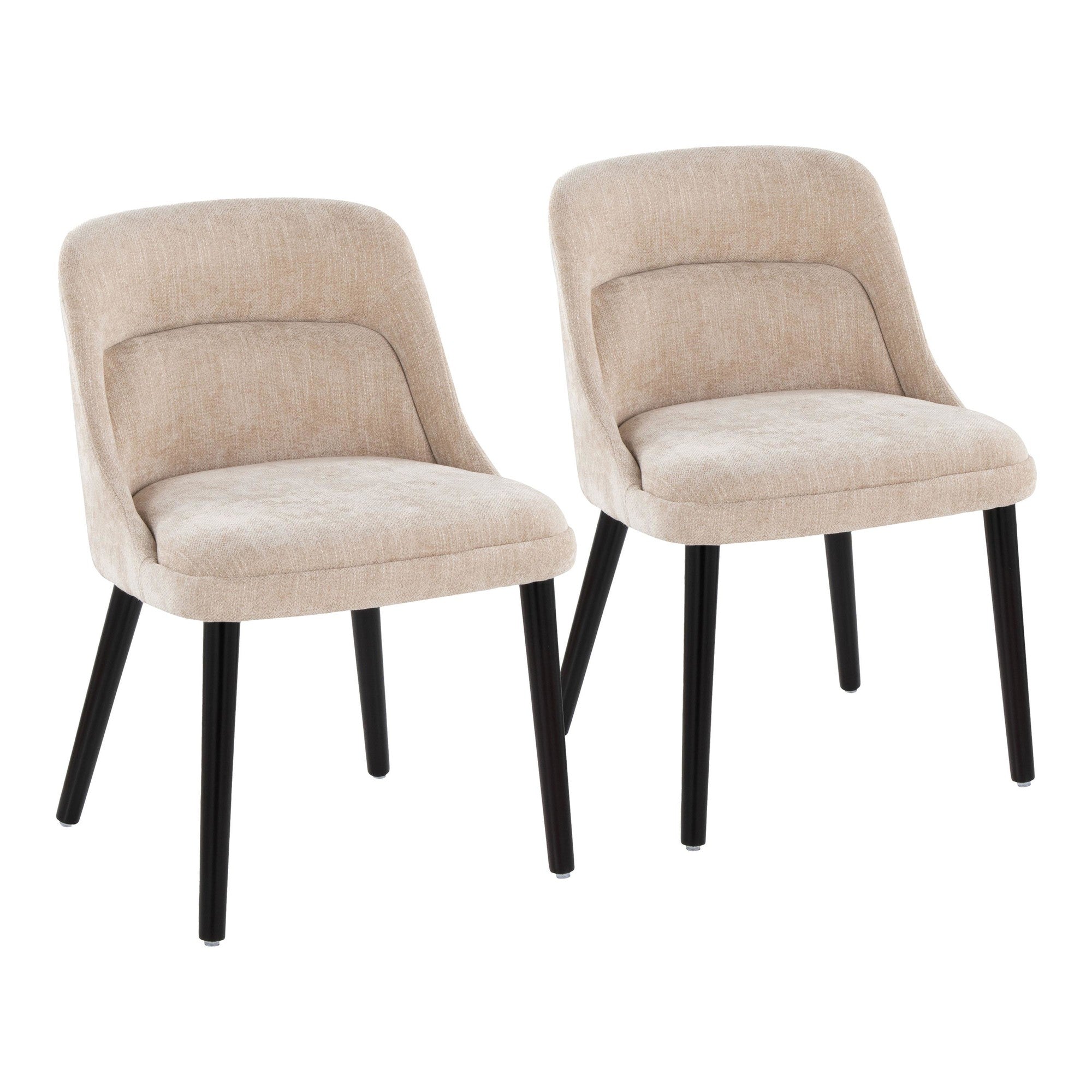 Rina Chair - Set of 2 - Black Wood, Light Brown Fabric
