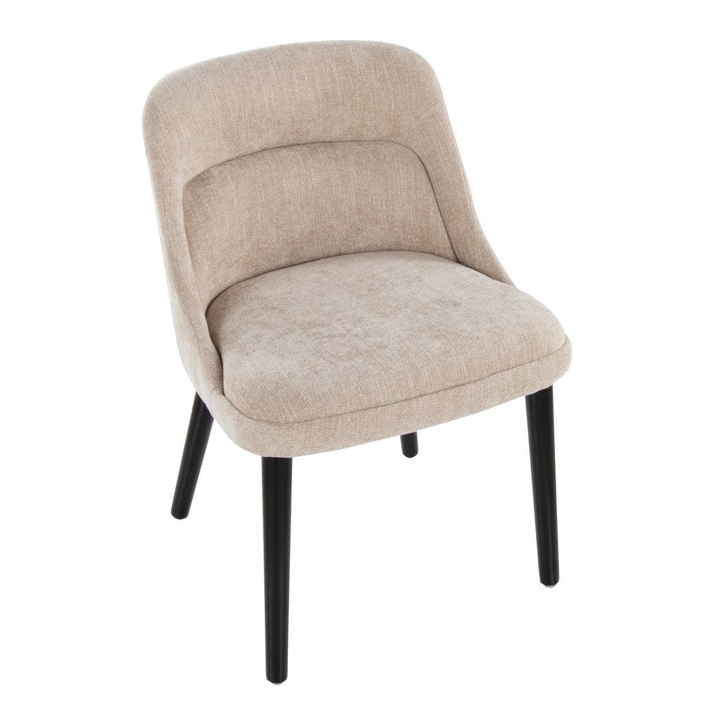Rina Chair - Set of 2 - Black Wood, Light Brown Fabric