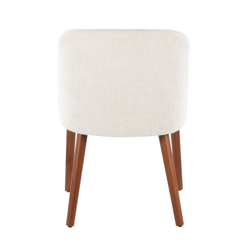 Rina Chair - Set of 2 - Walnut Wood, Cream Fabric
