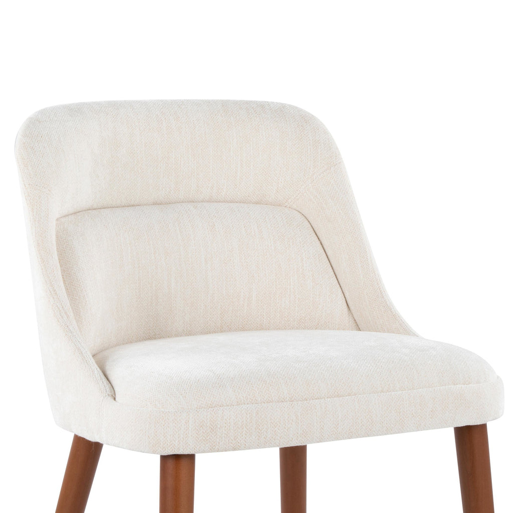 Rina Chair - Set of 2 - Walnut Wood, Cream Fabric