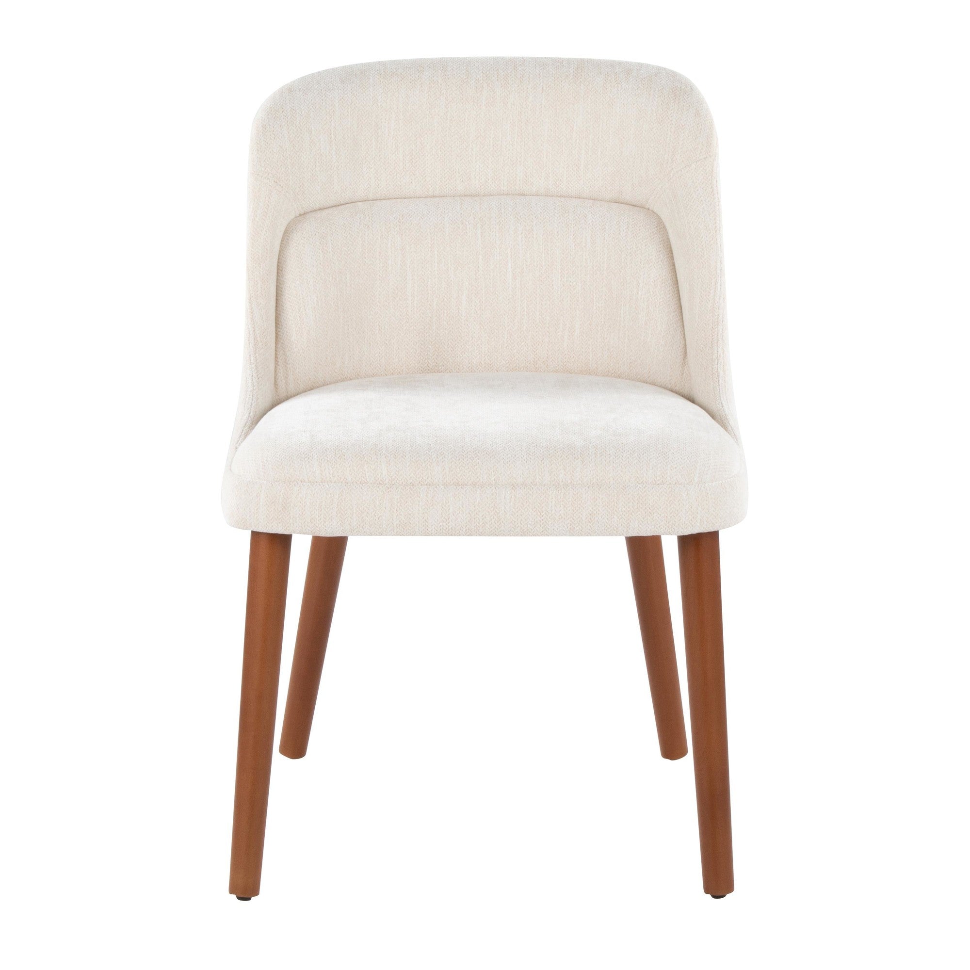 Rina Chair - Set of 2 - Walnut Wood, Cream Fabric