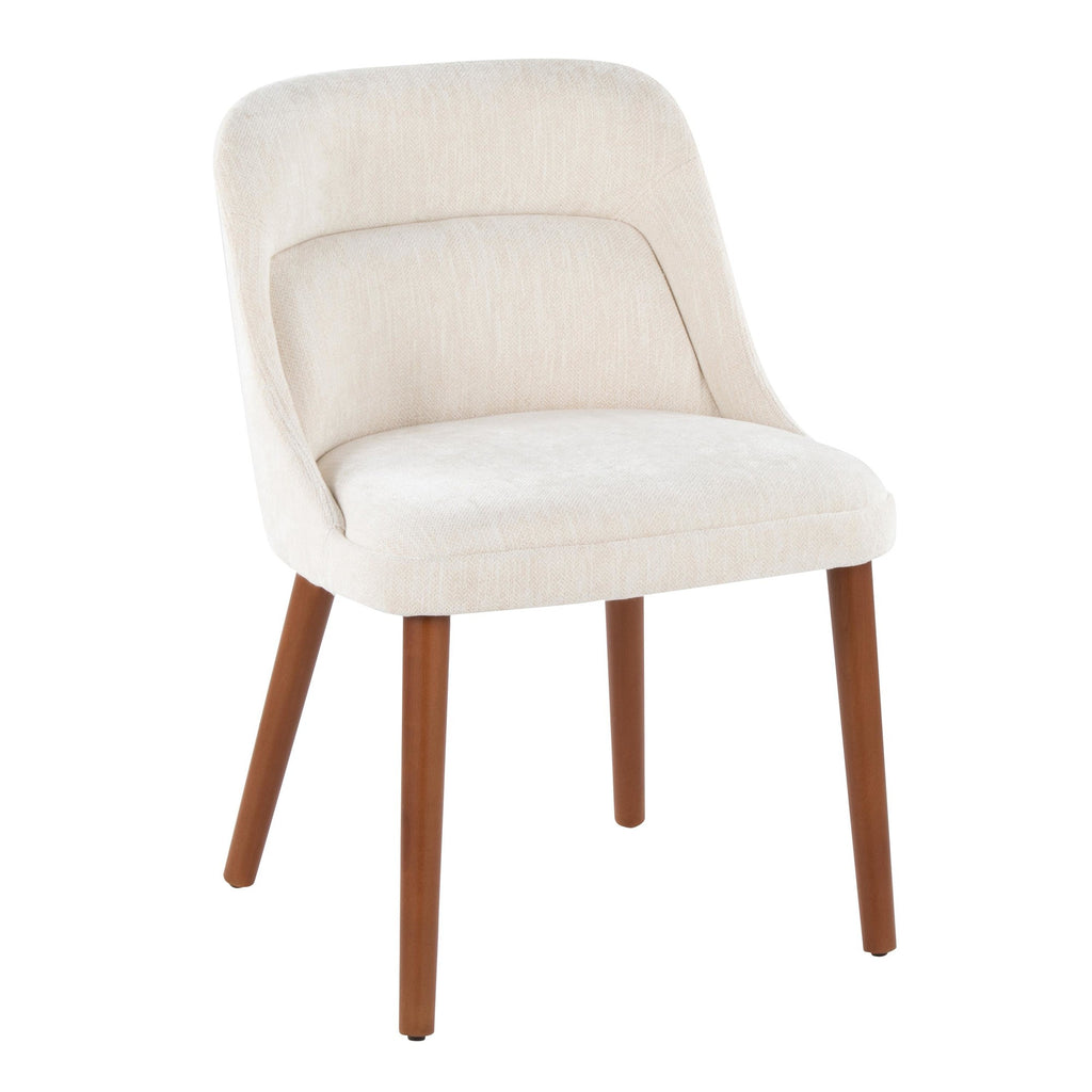 Rina Chair - Set of 2 - Walnut Wood, Cream Fabric