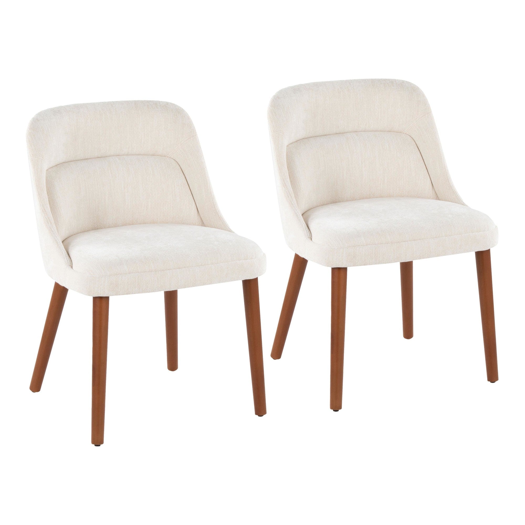 Rina Chair - Set of 2 - Walnut Wood, Cream Fabric