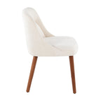 Rina Chair - Set of 2 - Walnut Wood, Cream Fabric