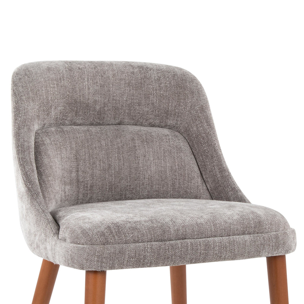 Rina Chair - Set of 2 - Walnut Wood, Grey Fabric