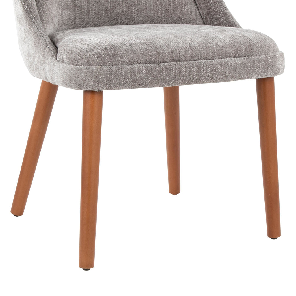 Rina Chair - Set of 2 - Walnut Wood, Grey Fabric