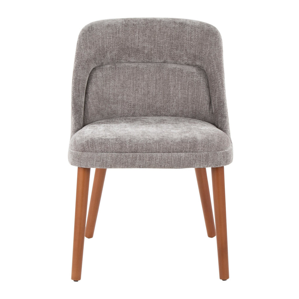 Rina Chair - Set of 2 - Walnut Wood, Grey Fabric