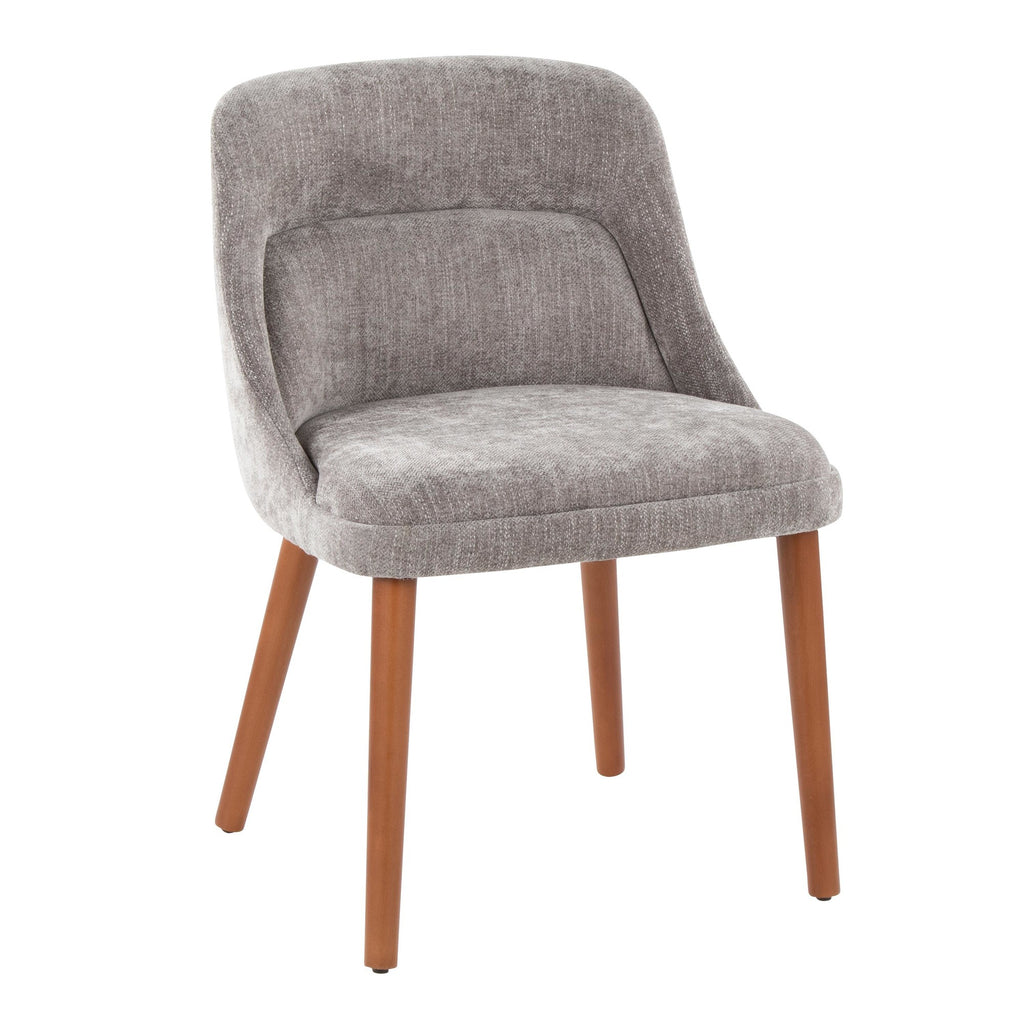 Rina Chair - Set of 2 - Walnut Wood, Grey Fabric