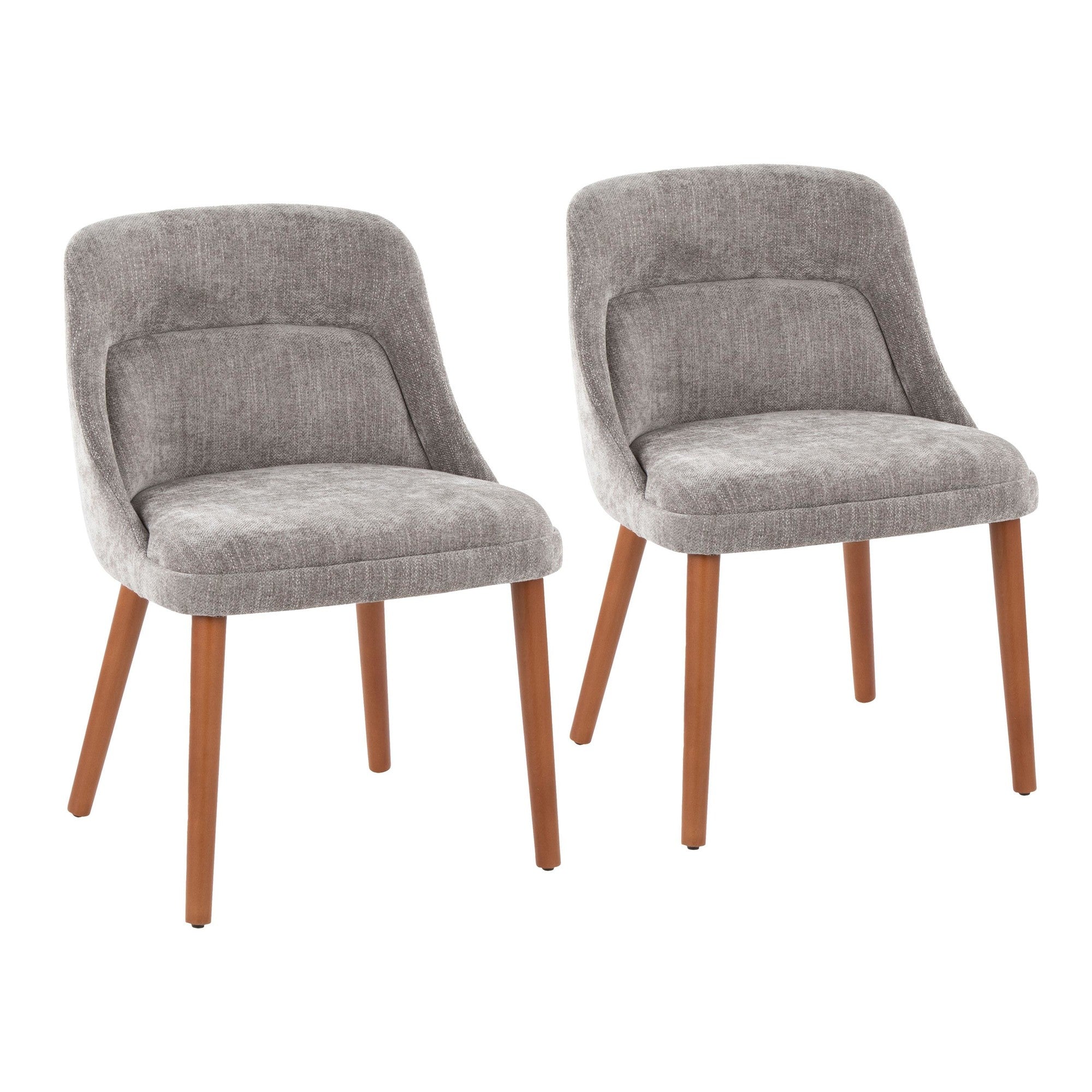 Rina Chair - Set of 2 - Walnut Wood, Grey Fabric