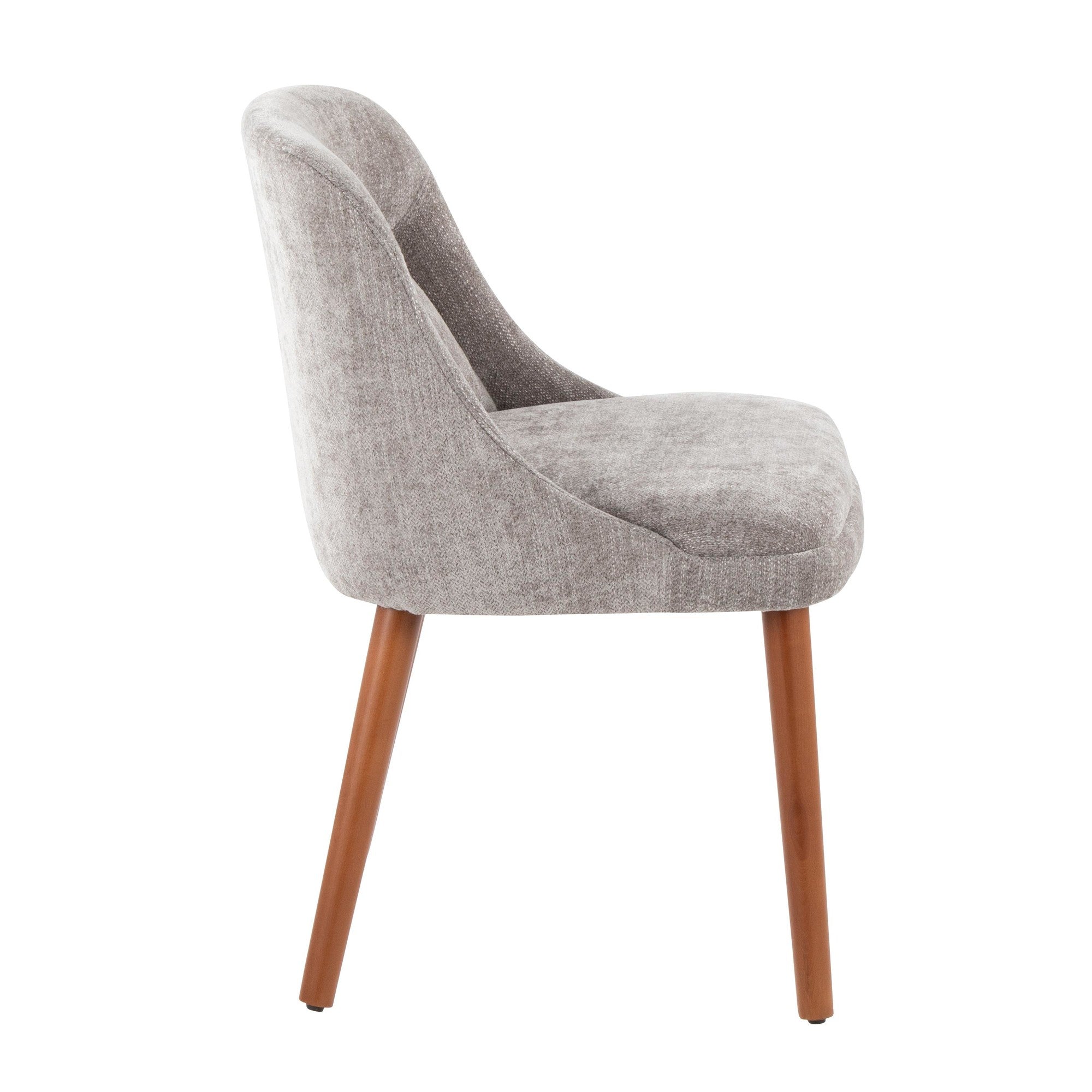 Rina Chair - Set of 2 - Walnut Wood, Grey Fabric