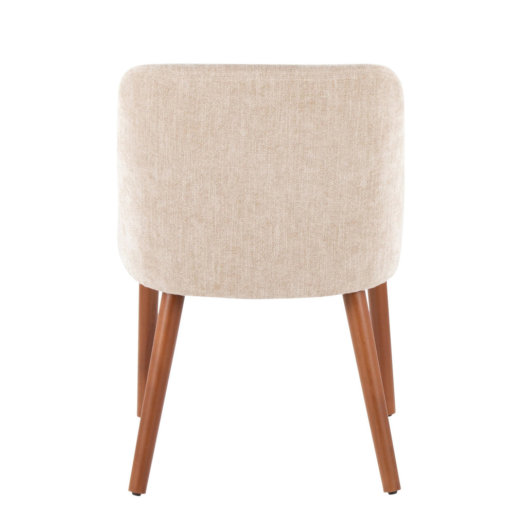 Rina Chair - Set of 2 - Walnut Wood, Light Brown Fabric