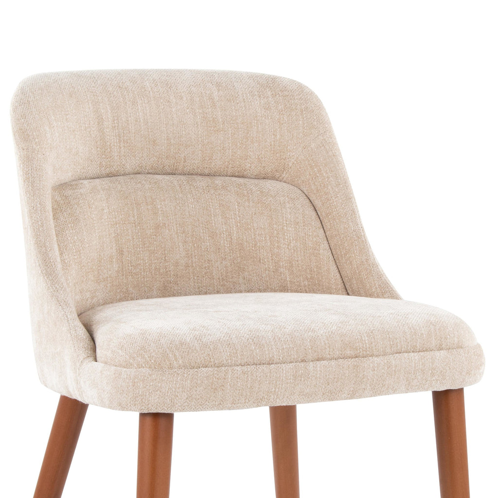 Rina Chair - Set of 2 - Walnut Wood, Light Brown Fabric