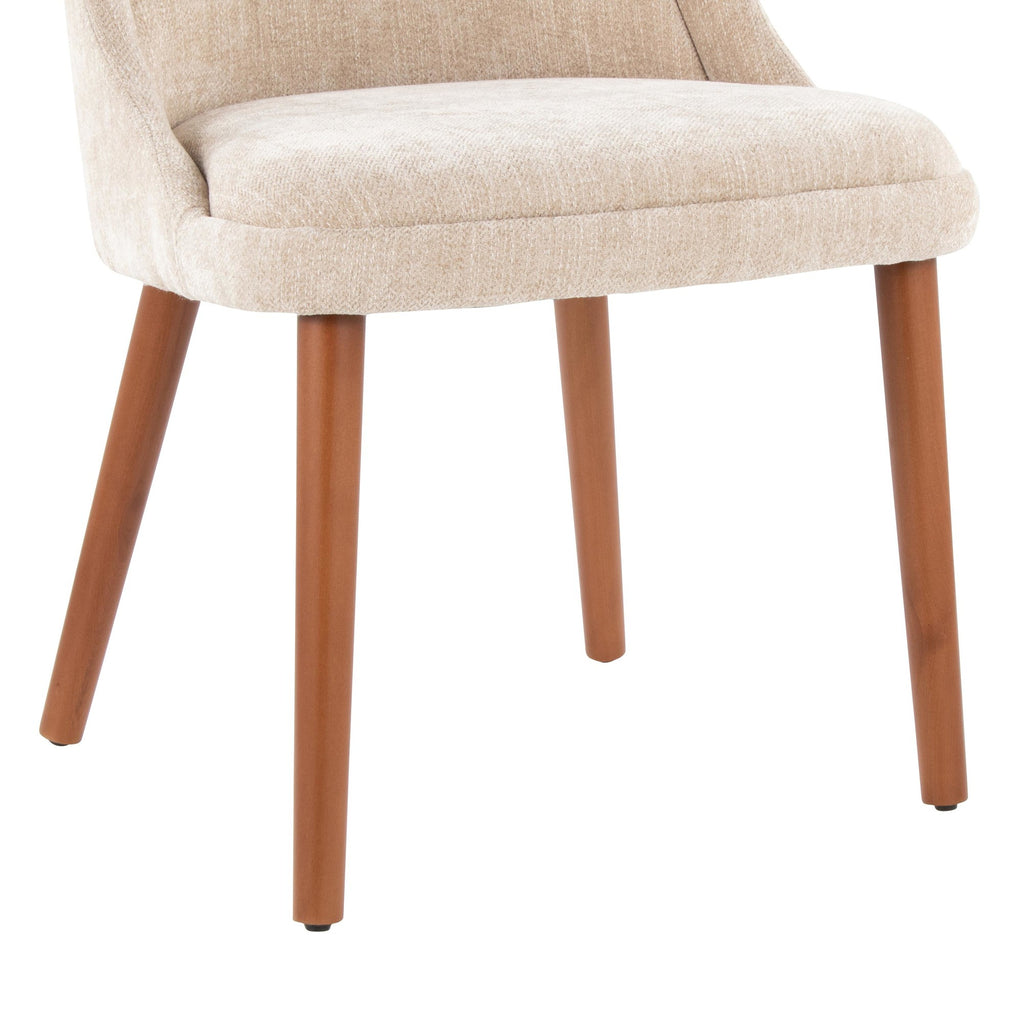 Rina Chair - Set of 2 - Walnut Wood, Light Brown Fabric