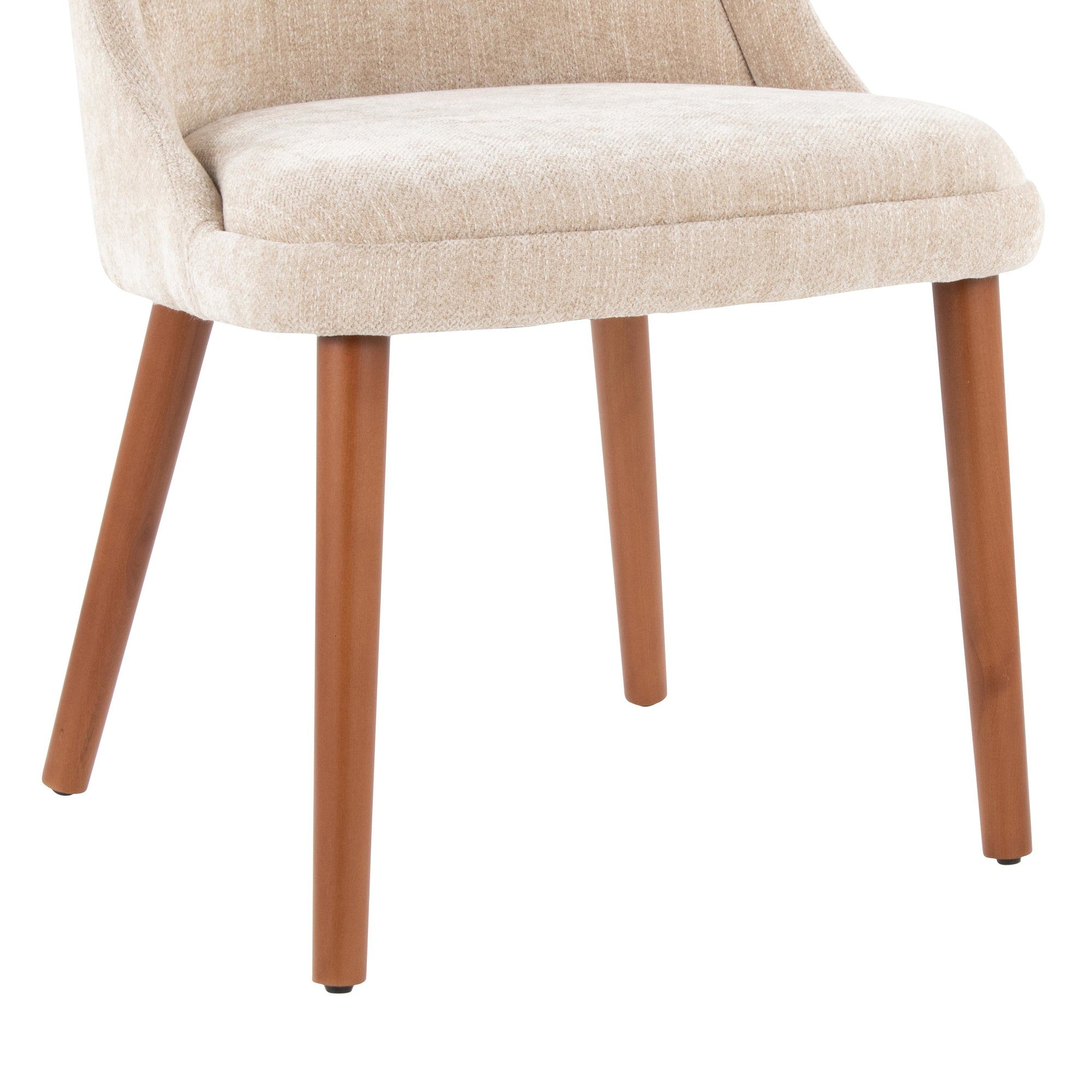 Rina Chair - Set of 2 - Walnut Wood, Light Brown Fabric