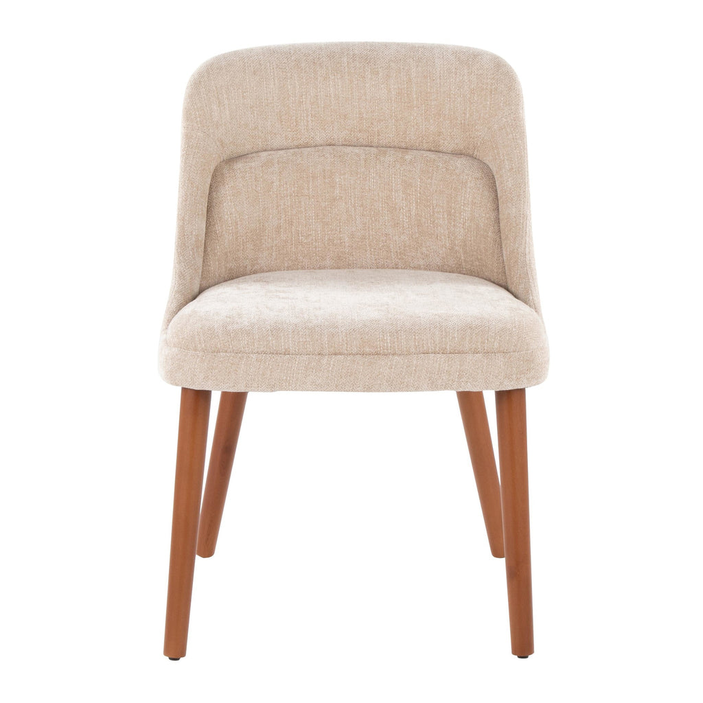 Rina Chair - Set of 2 - Walnut Wood, Light Brown Fabric