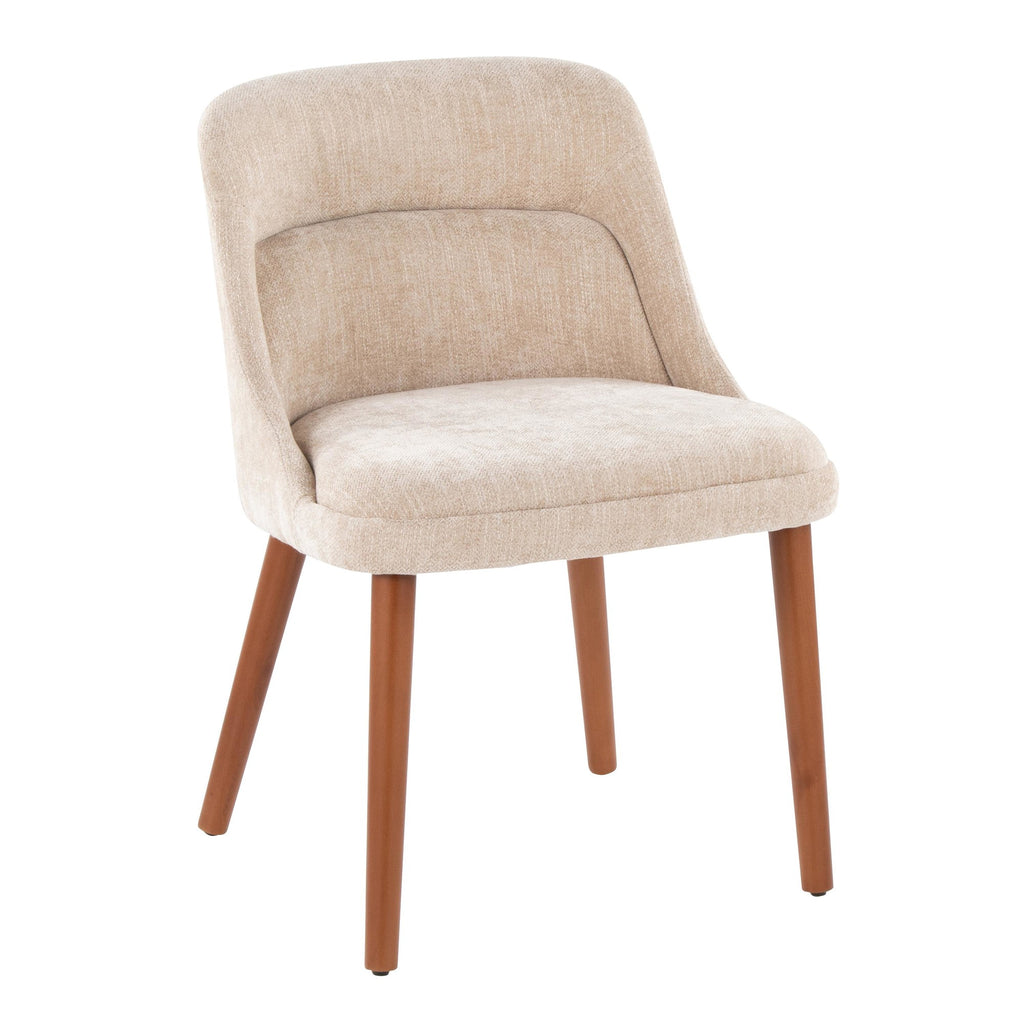 Rina Chair - Set of 2 - Walnut Wood, Light Brown Fabric