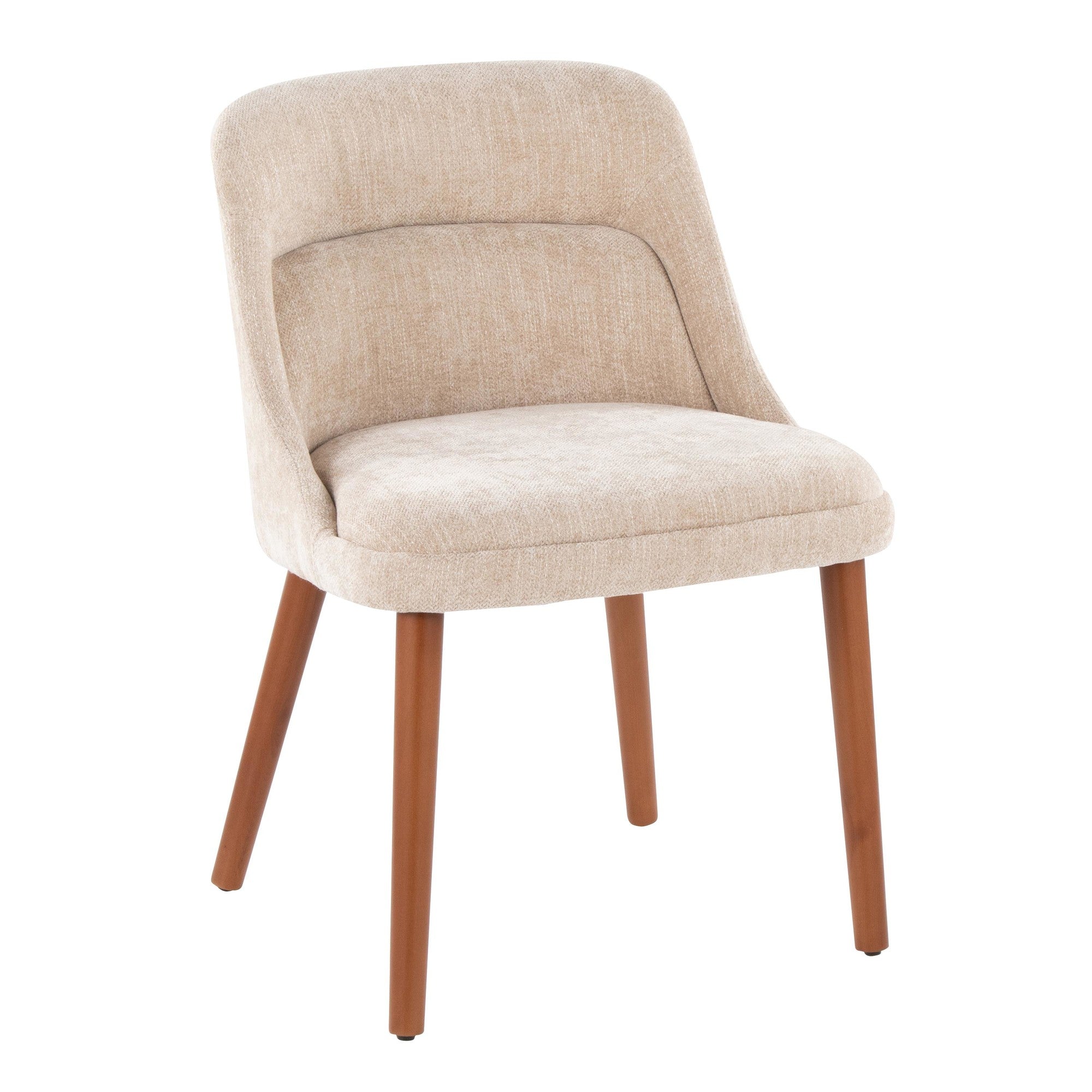 Rina Chair - Set of 2 - Walnut Wood, Light Brown Fabric