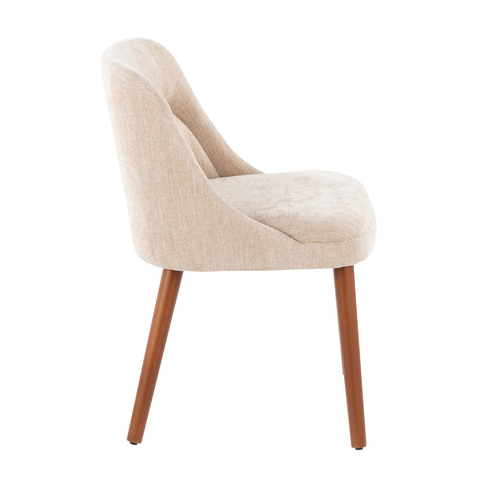 Rina Chair - Set of 2 - Walnut Wood, Light Brown Fabric