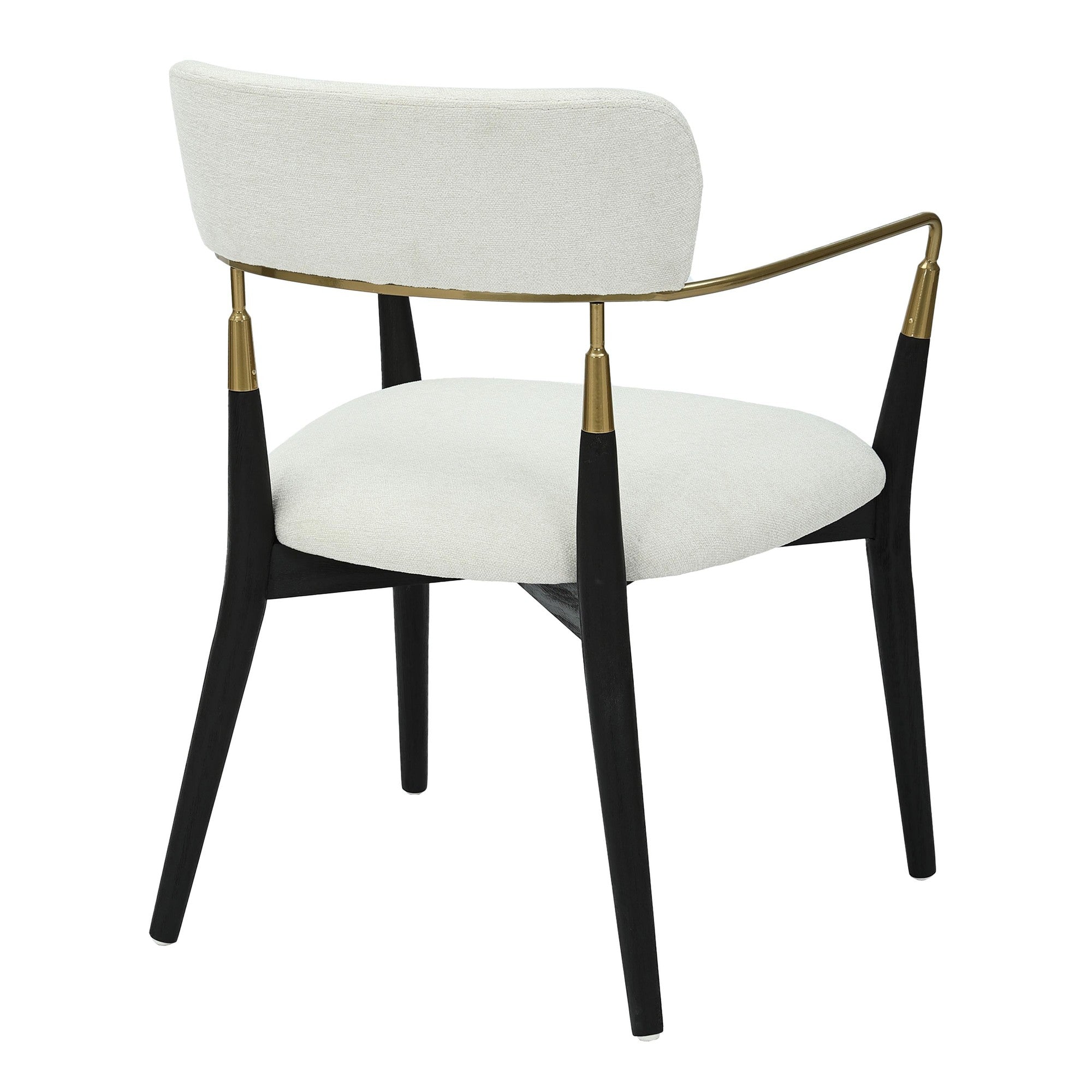 Savannah Chair - Set of 2 - Black Wood, Gold Metal, Cream Fabric