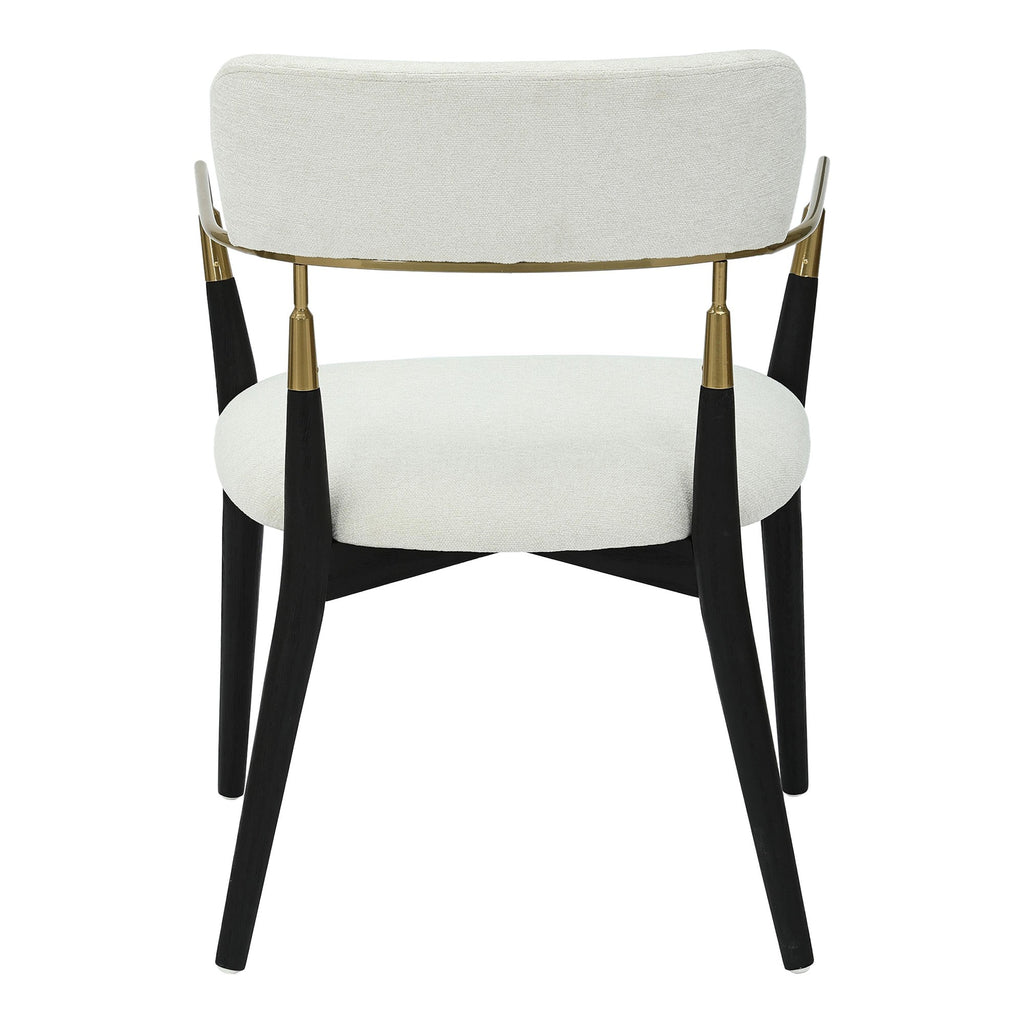 Savannah Chair - Set of 2 - Black Wood, Gold Metal, Cream Fabric
