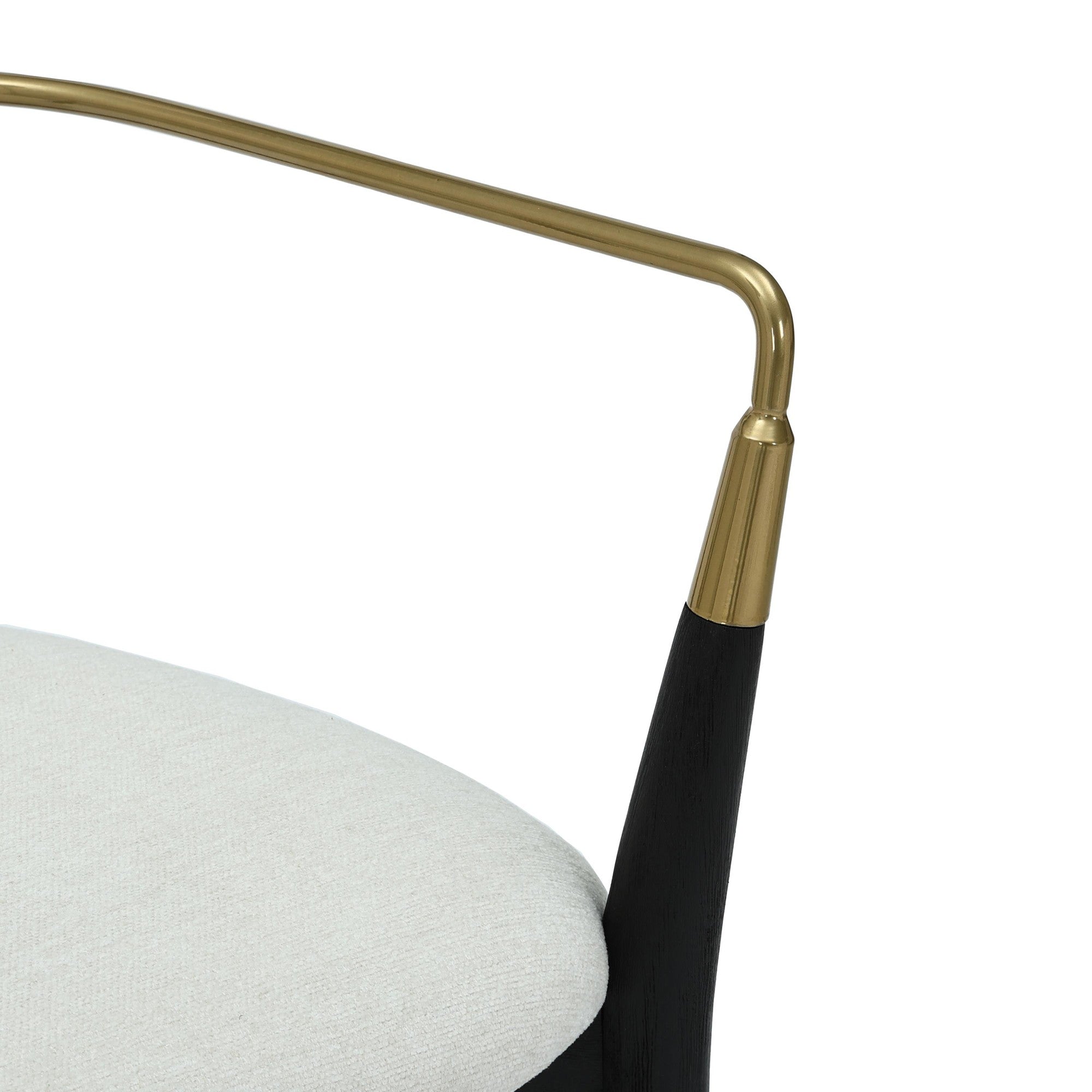 Savannah Chair - Set of 2 - Black Wood, Gold Metal, Cream Fabric