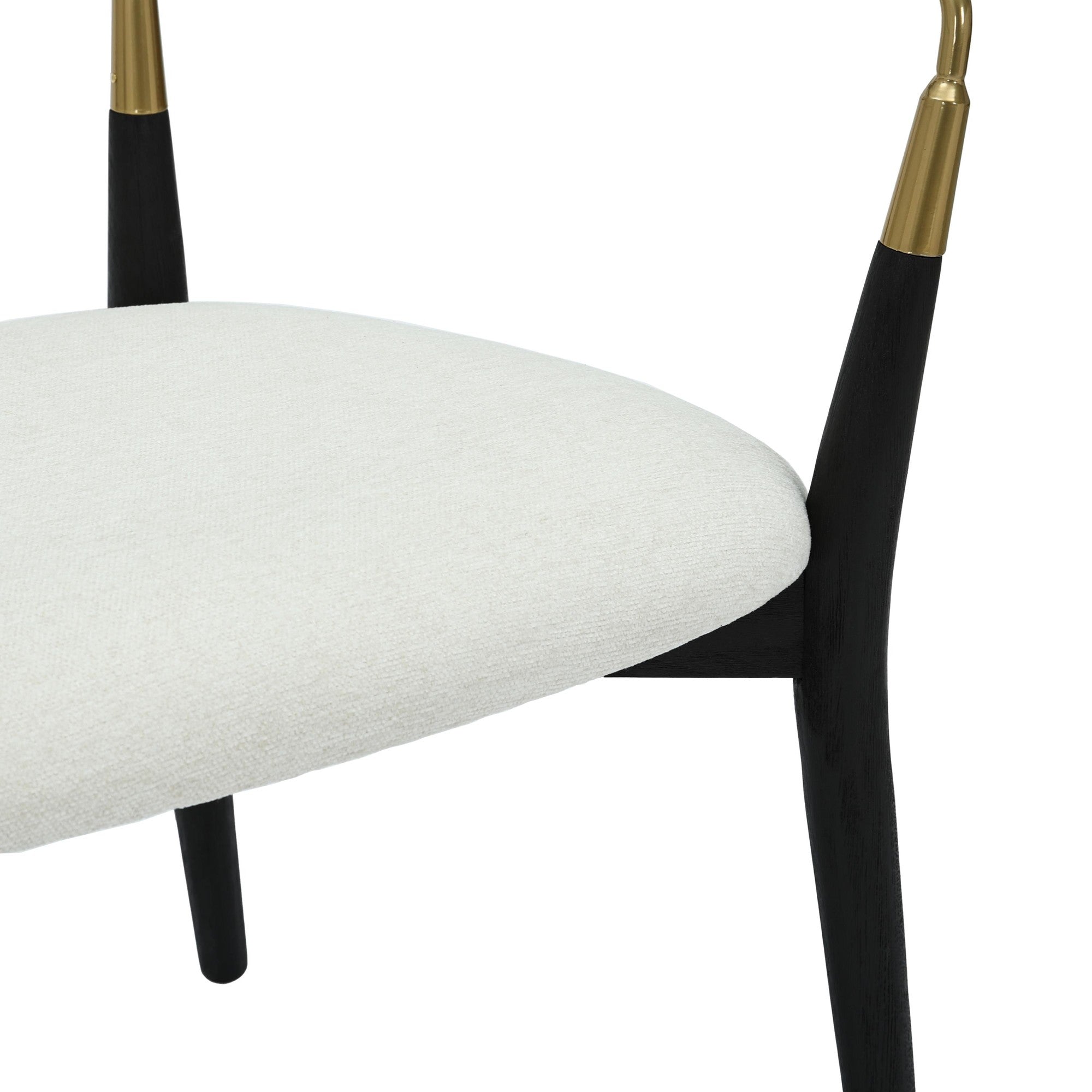 Savannah Chair - Set of 2 - Black Wood, Gold Metal, Cream Fabric