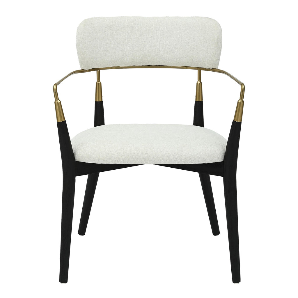 Savannah Chair - Set of 2 - Black Wood, Gold Metal, Cream Fabric