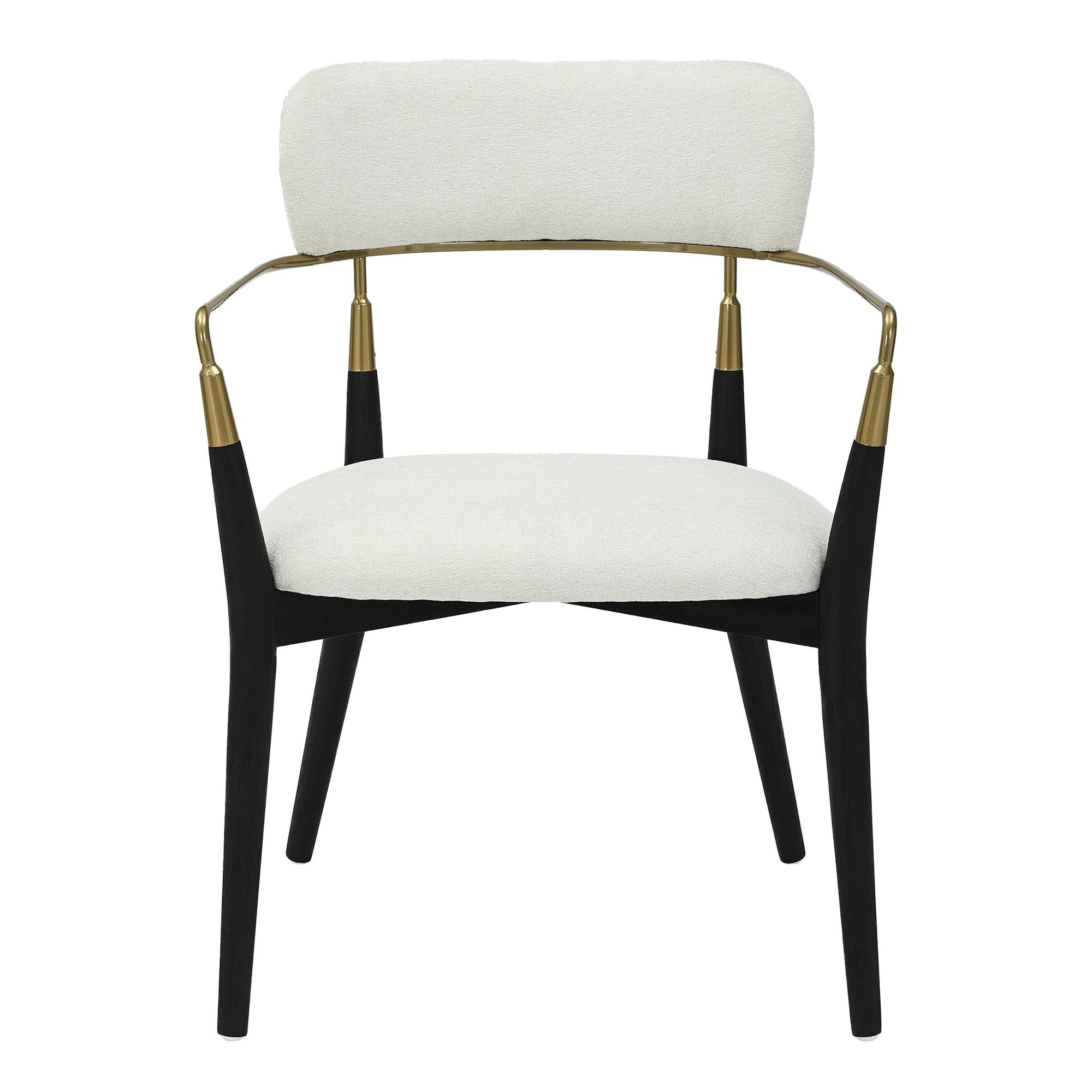 Savannah Chair - Set of 2 - Black Wood, Gold Metal, Cream Fabric