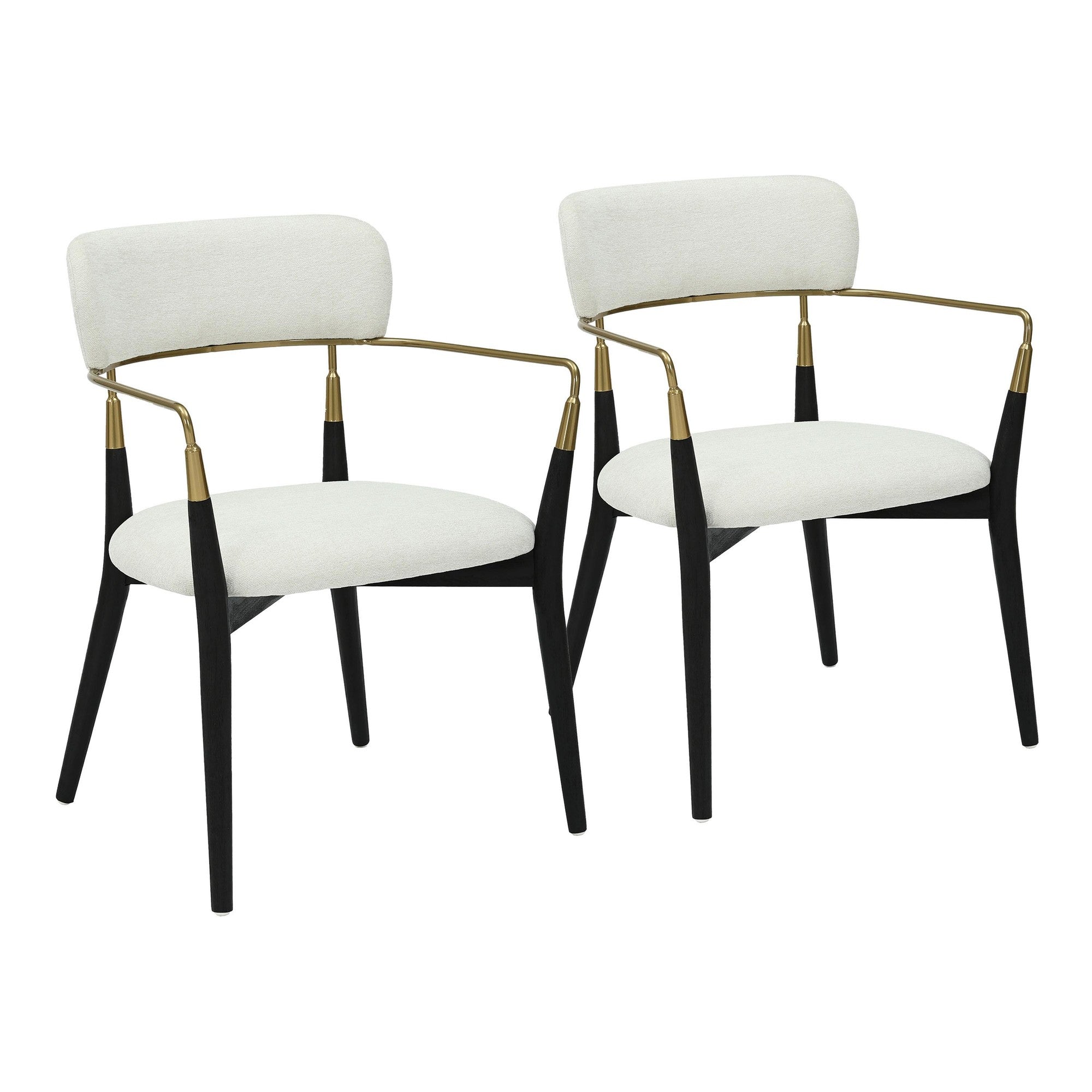 Savannah Chair - Set of 2 - Black Wood, Gold Metal, Cream Fabric
