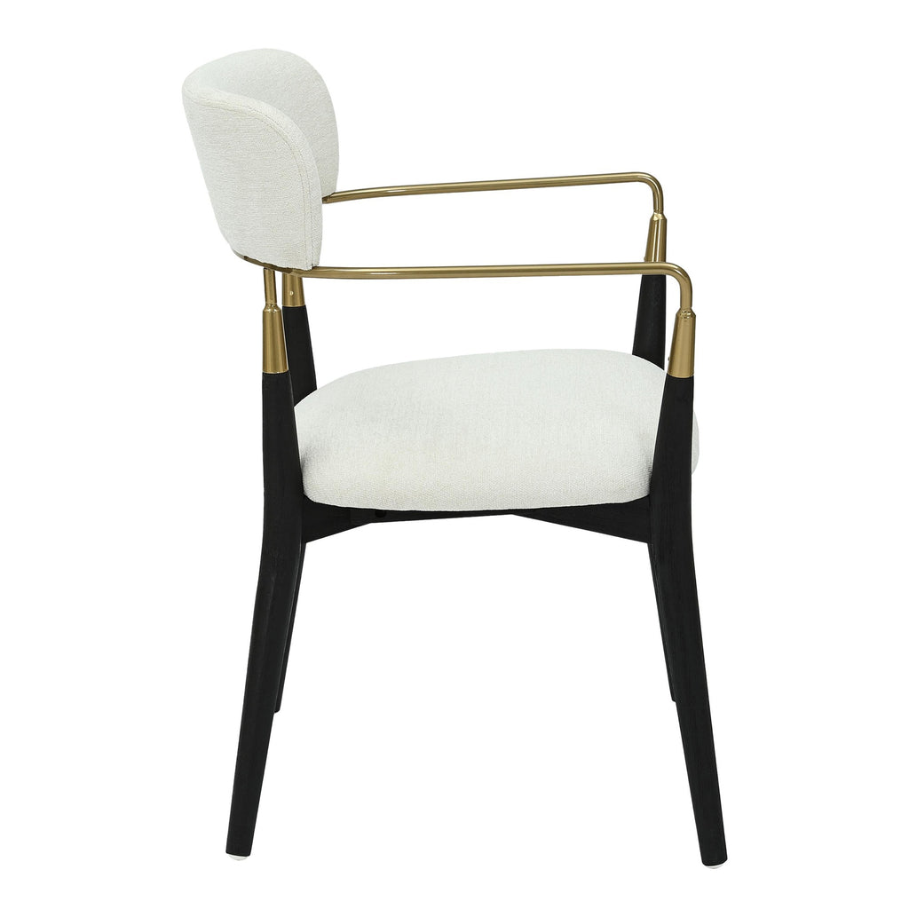 Savannah Chair - Set of 2 - Black Wood, Gold Metal, Cream Fabric
