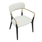 Savannah Chair - Set of 2 - Black Wood, Gold Metal, Cream Fabric