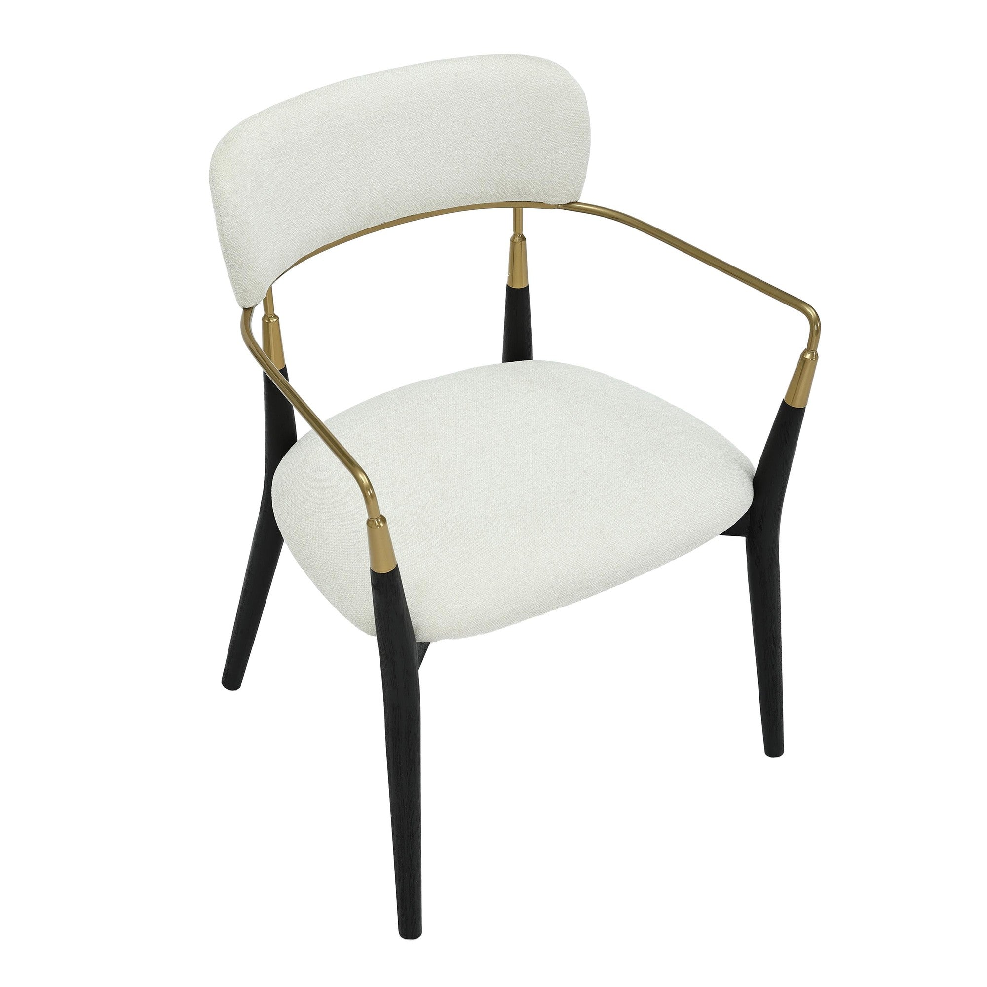 Savannah Chair - Set of 2 - Black Wood, Gold Metal, Cream Fabric
