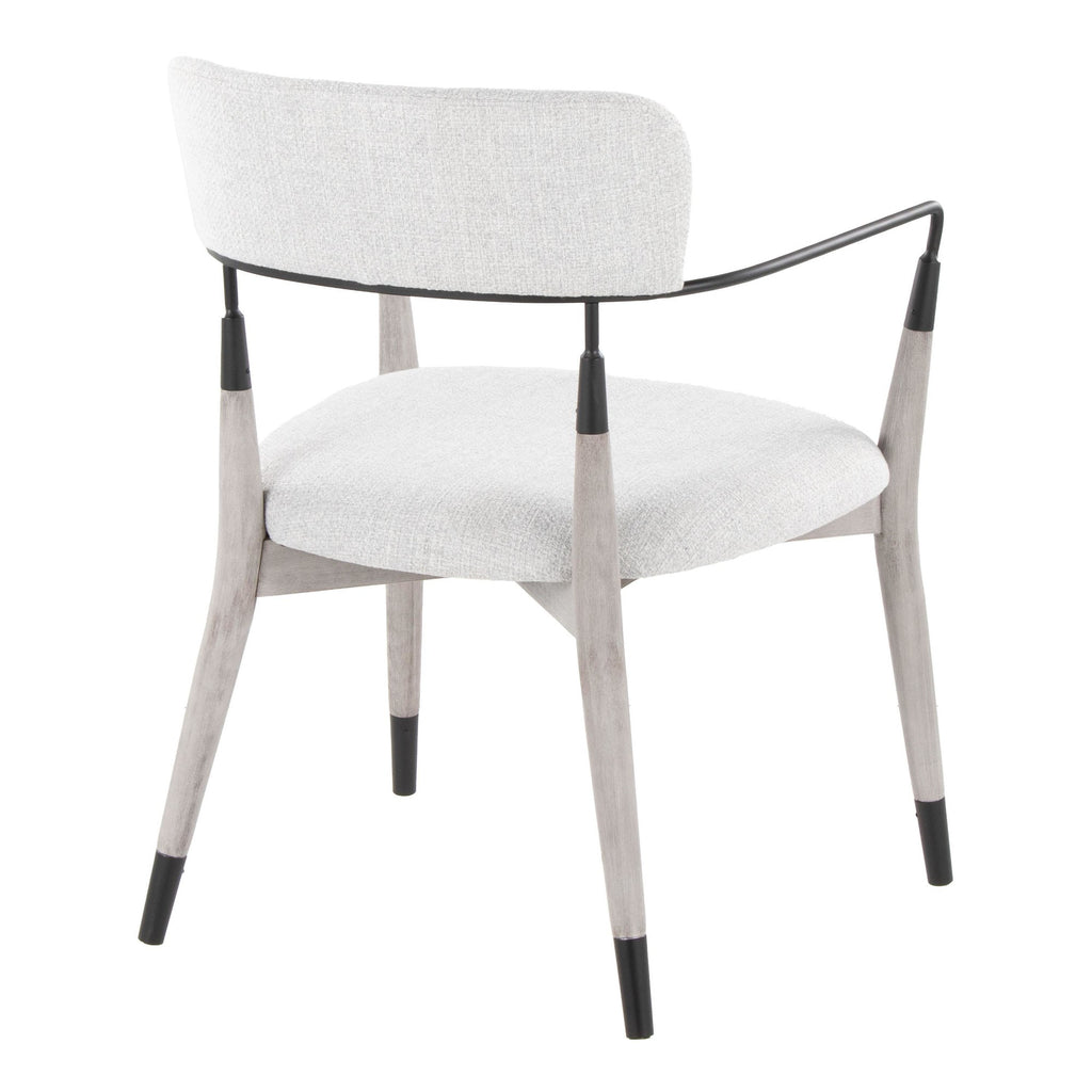 Savannah Chair - Set of 2 - Grey Brushed Wood, Light Grey Fabric, Black Metal